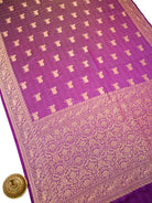 Purple Shikargah Brocade Satin Silk Handloom Banarasi Saree - Sacred Weaves