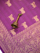 Purple Shikargah Brocade Satin Silk Handloom Banarasi Saree - Sacred Weaves