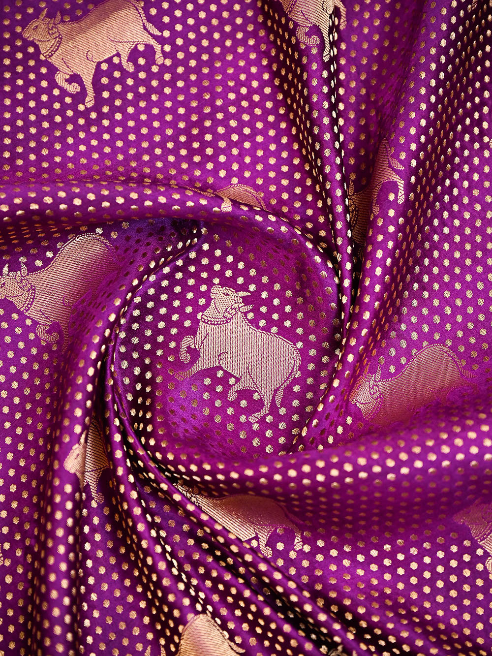 Purple Shikargah Brocade Satin Silk Handloom Banarasi Saree - Sacred Weaves