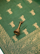 Bottle Green Shikargah Brocade Satin Silk Handloom Banarasi Saree - Sacred Weaves