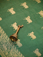Bottle Green Shikargah Brocade Satin Silk Handloom Banarasi Saree - Sacred Weaves