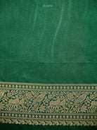 Bottle Green Shikargah Brocade Satin Silk Handloom Banarasi Saree - Sacred Weaves