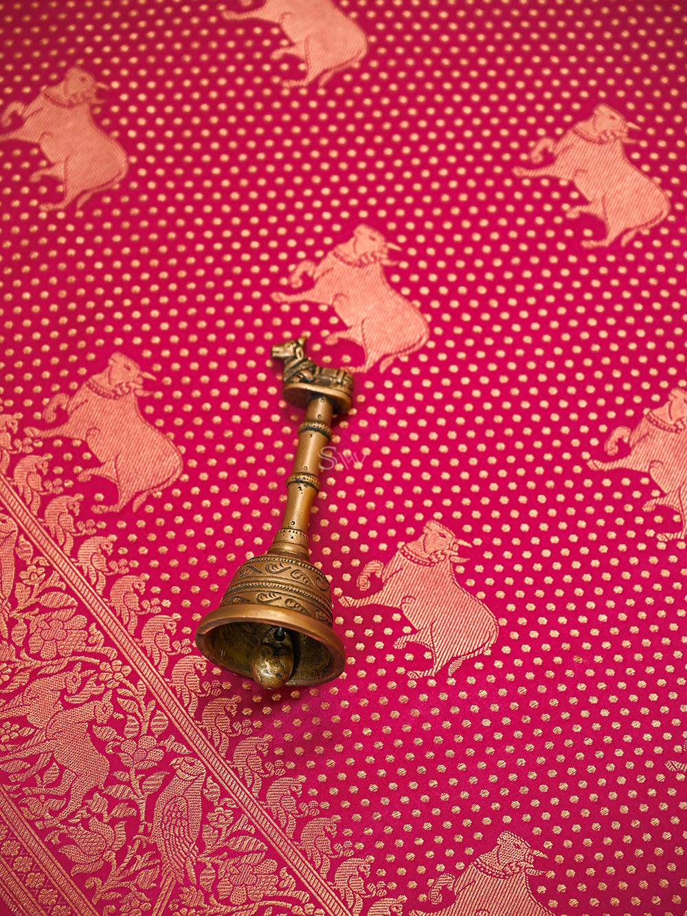 Magenta Shikargah Brocade Satin Silk Handloom Banarasi Saree - Sacred Weaves