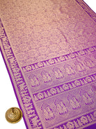 Purple Shikargah Brocade Satin Silk Handloom Banarasi Saree - Sacred Weaves