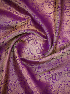 Purple Shikargah Brocade Satin Silk Handloom Banarasi Saree - Sacred Weaves
