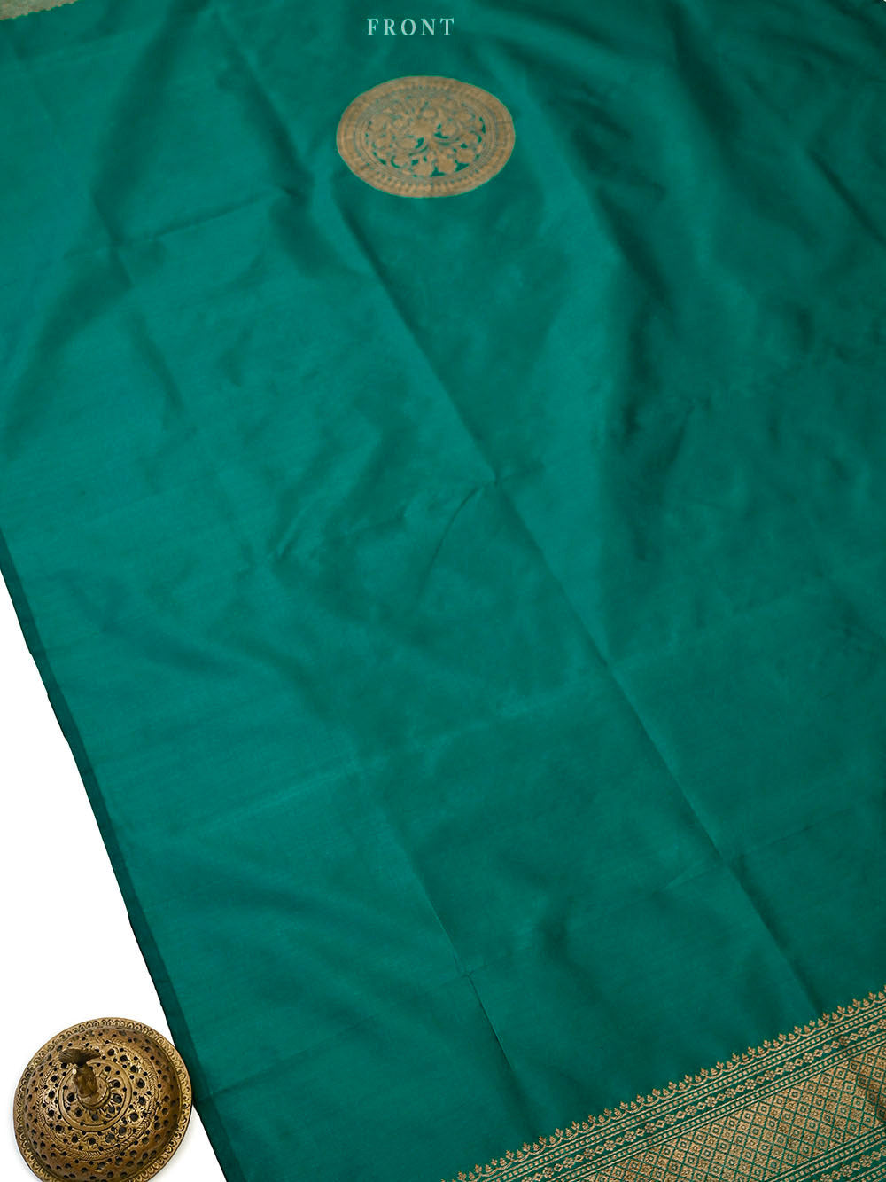 Teal Green Katan Silk Handloom Banarasi Co-Ord Set - Sacred Weaves