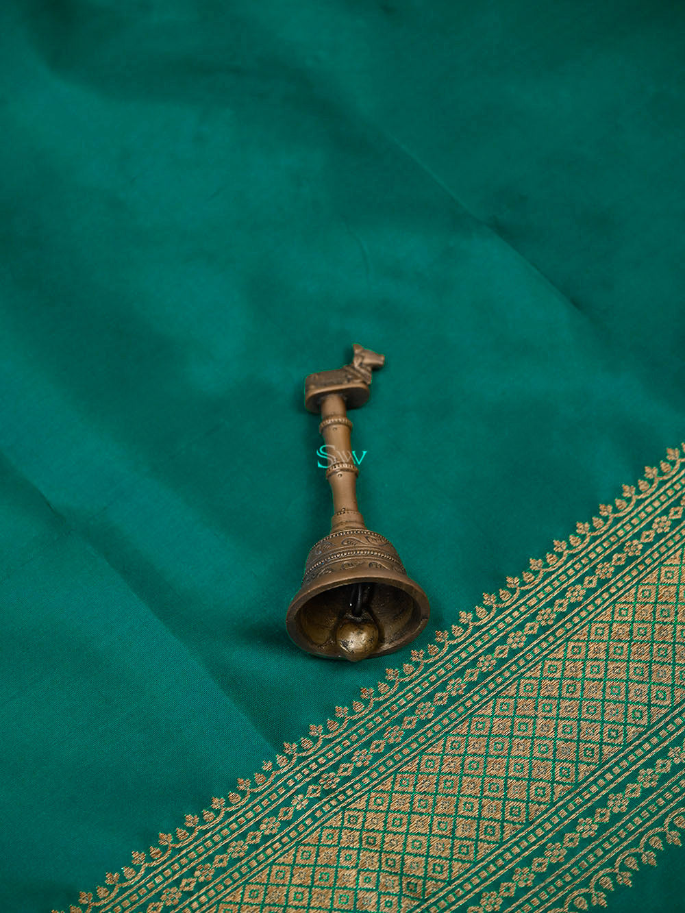 Teal Green Katan Silk Handloom Banarasi Co-Ord Set - Sacred Weaves