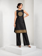 Black Katan Silk Handloom Banarasi Co-Ord Set - Sacred Weaves