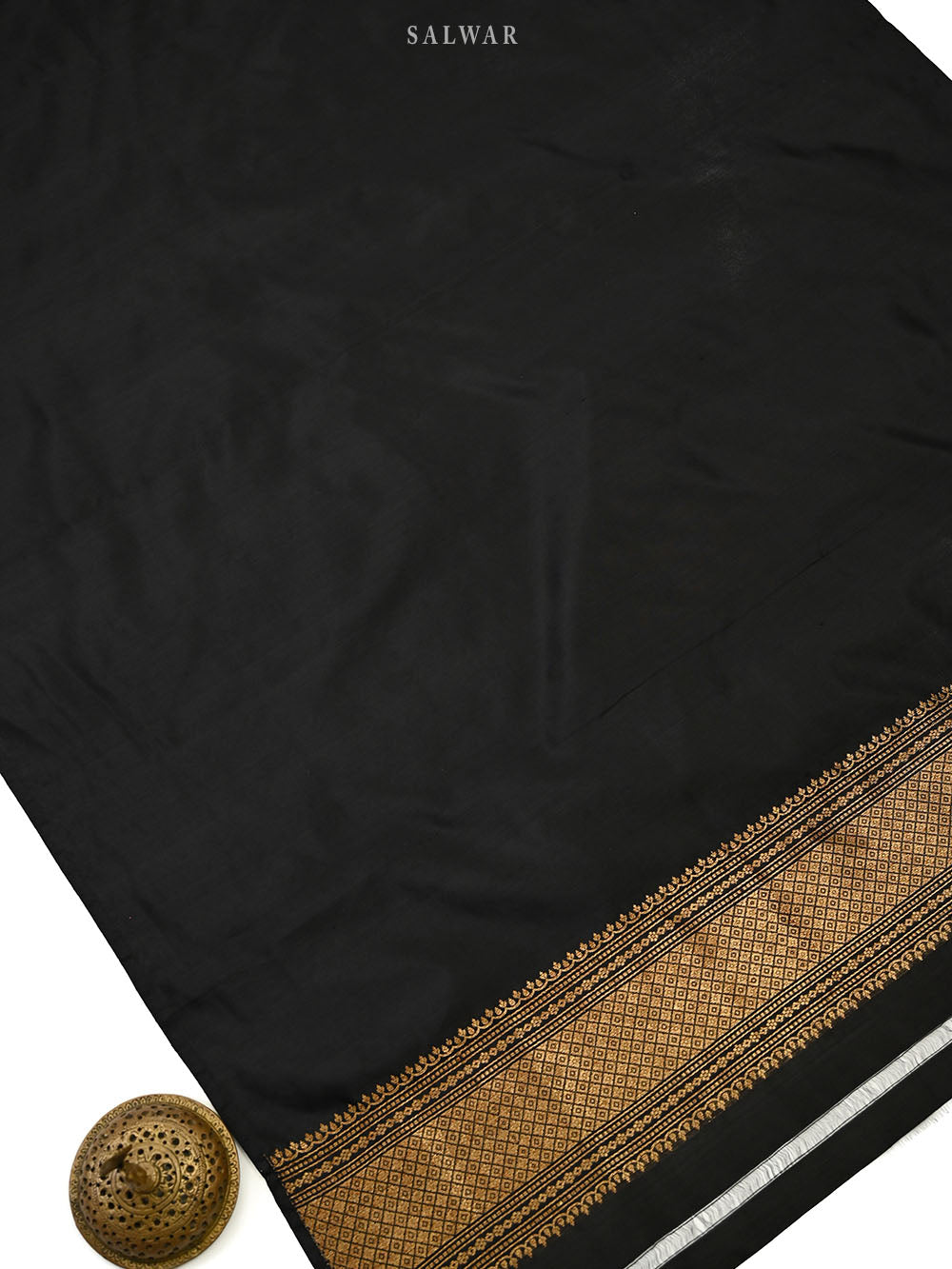 Black Katan Silk Handloom Banarasi Co-Ord Set - Sacred Weaves