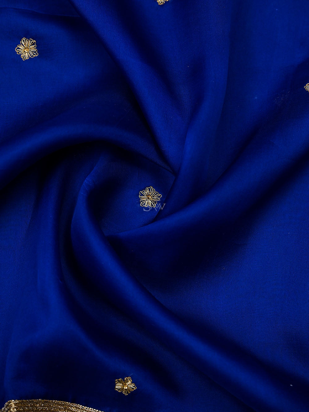 Blue Satin Silk Handloom Banarasi Lehenga