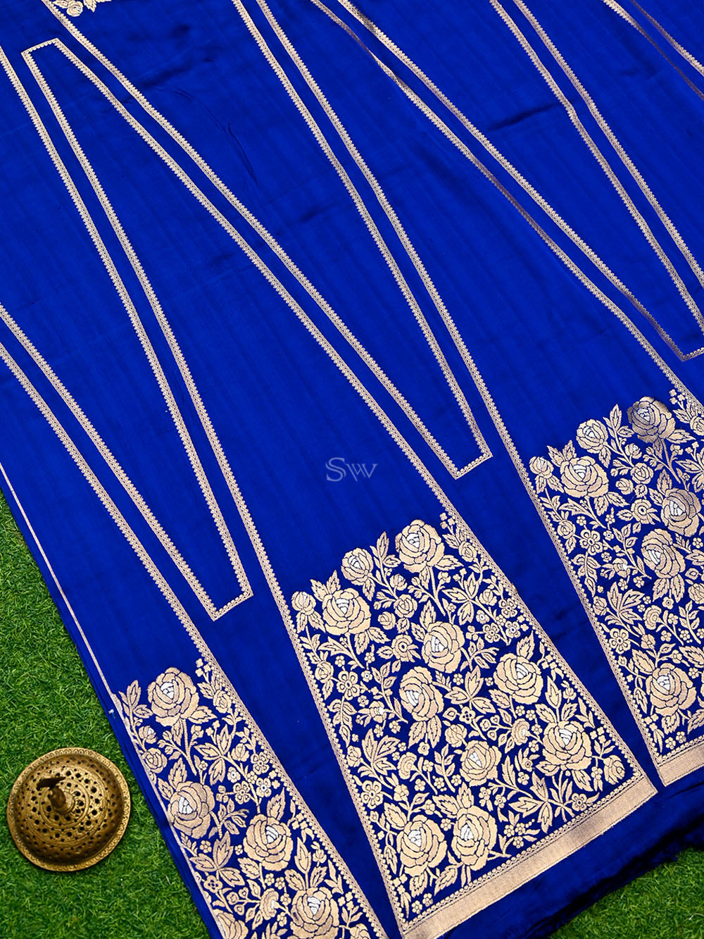 Blue Satin Silk Handloom Banarasi Lehenga