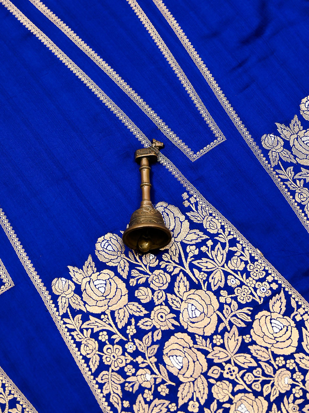 Blue Satin Silk Handloom Banarasi Lehenga
