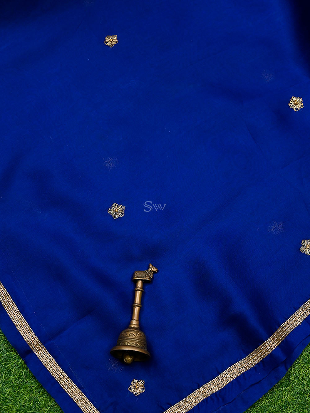 Blue Satin Silk Handloom Banarasi Lehenga
