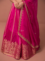 Magenta Satin Silk Handloom Banarasi Lehenga - Sacred Weaves