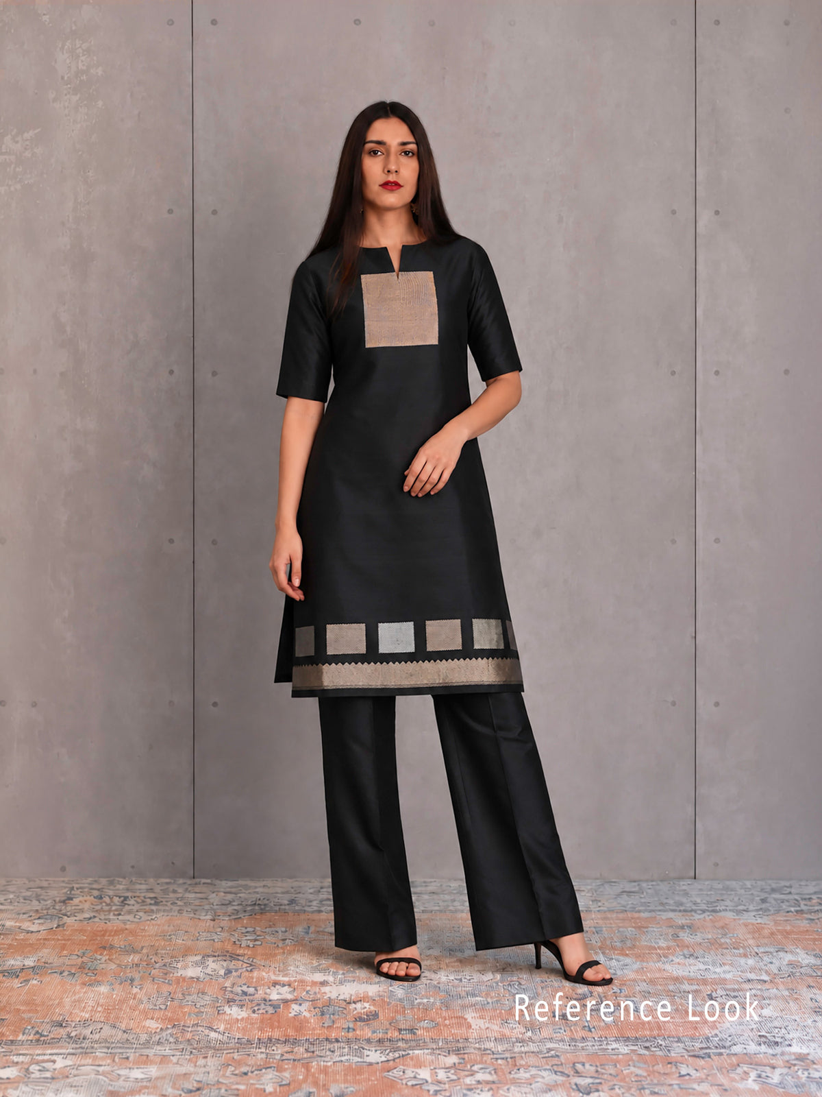 Black Sona Roopa Booti Katan Silk Handloom Banarasi Suit - Sacred Weaves