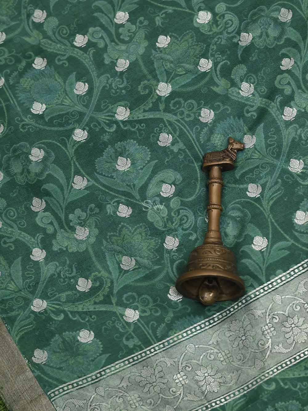 Green Silk Handloom Banarasi Suit - Sacred Weaves