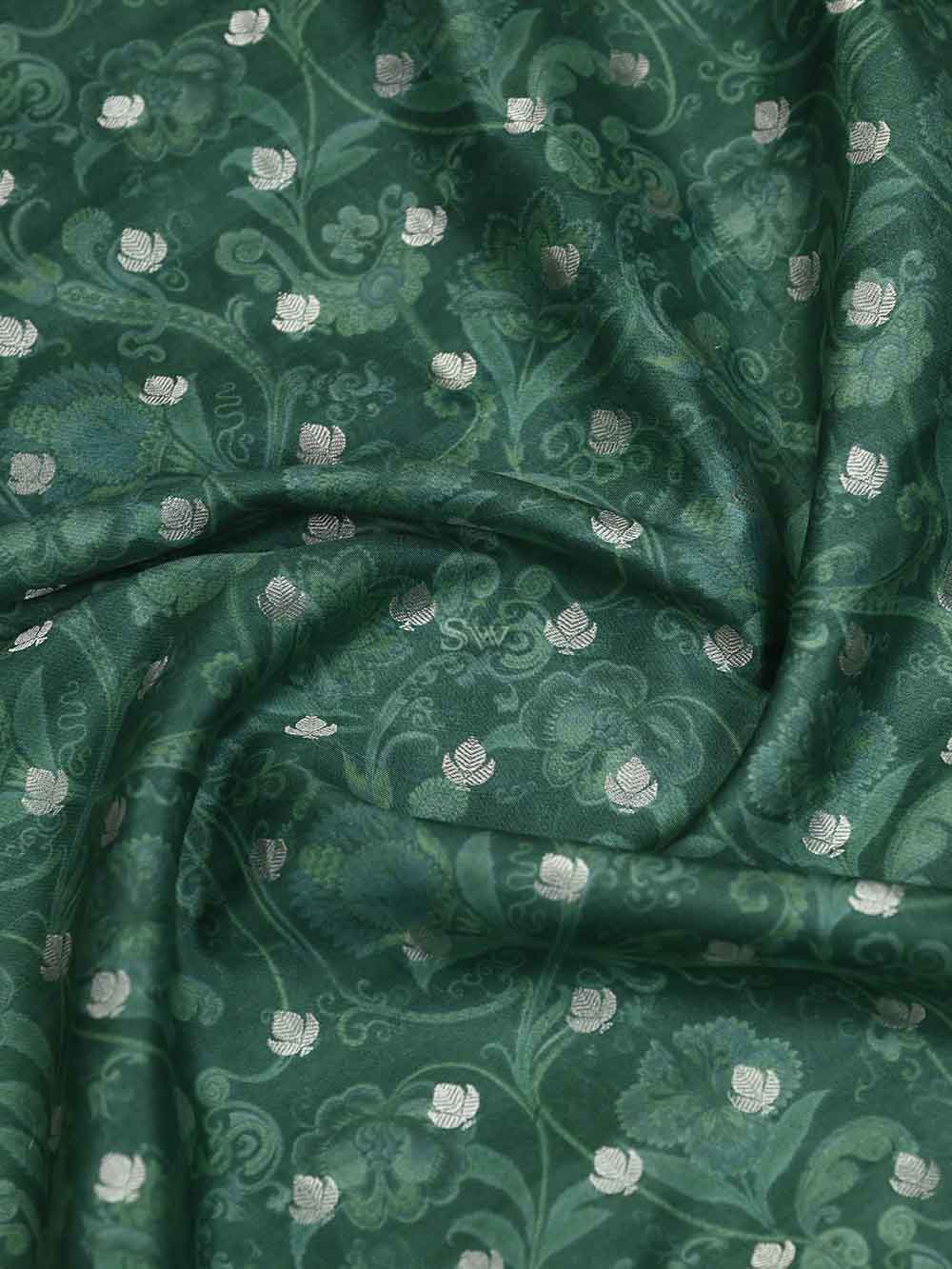 Green Silk Handloom Banarasi Suit - Sacred Weaves