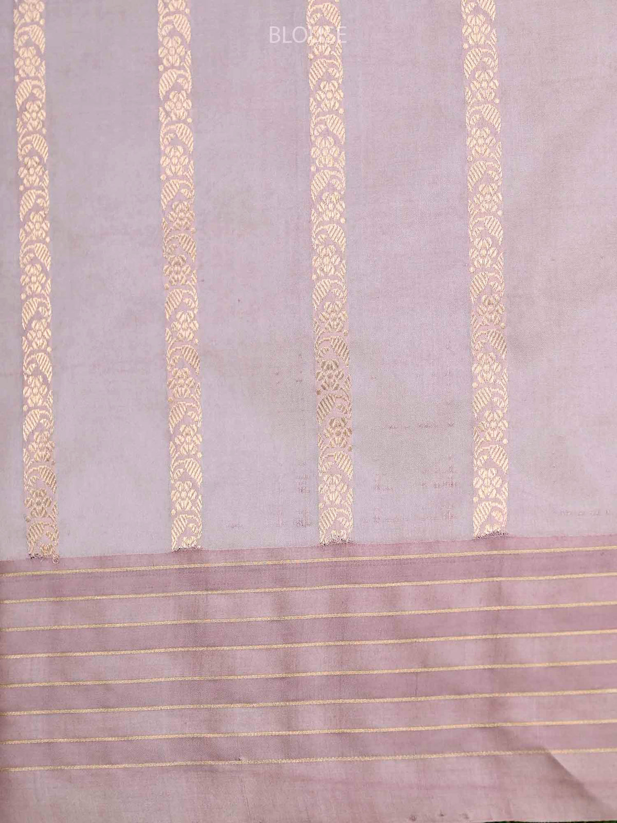 Dusty Pink Stripe Katan Silk Handloom Banarasi Saree - Sacred Weaves