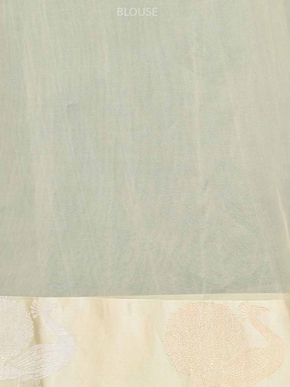 Beige Booti Organza Handloom Banarasi Saree - Sacred Weaves