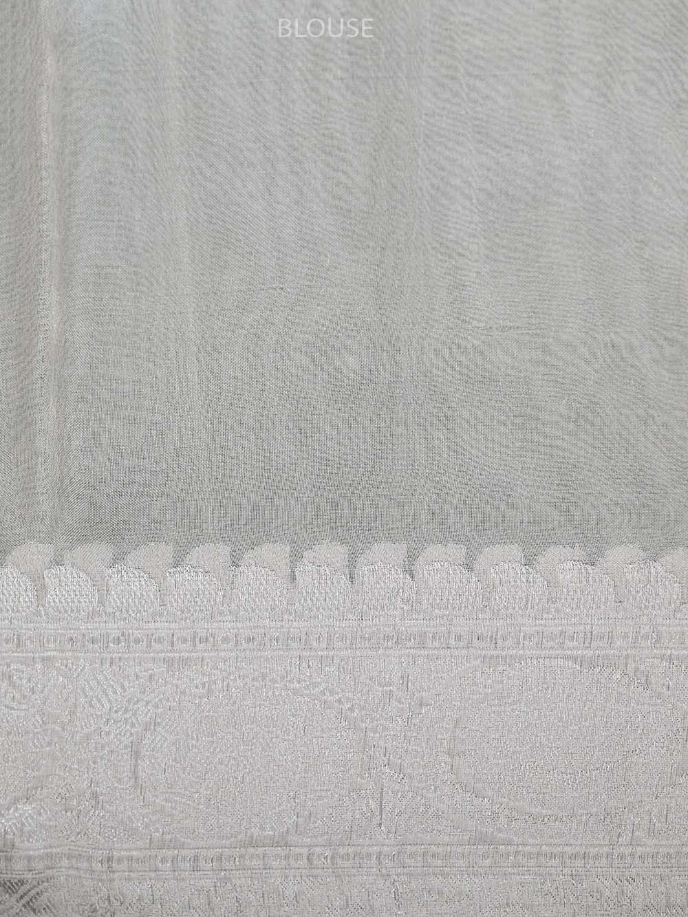 Off White Booti Tissue Handloom Banarasi Saree - Sacred Weaves