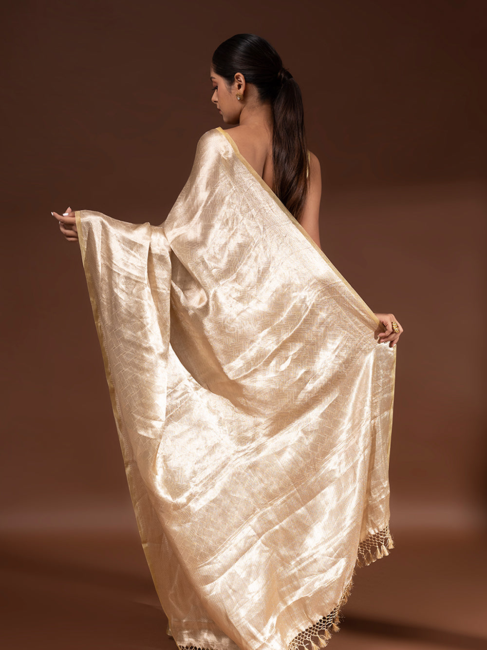 Light Yellow Tissue Brocade Handloom Banarasi Saree - Sacred Weaves