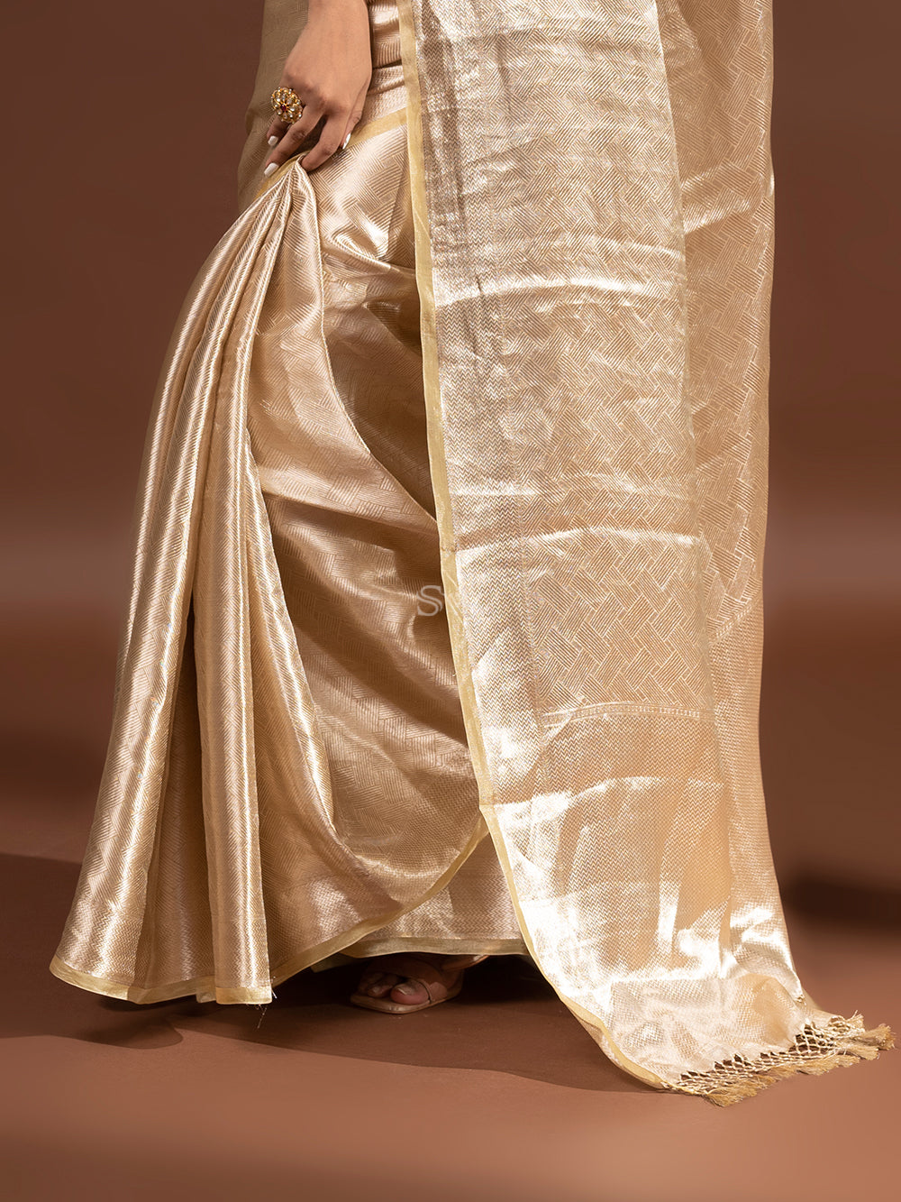 Light Yellow Tissue Brocade Handloom Banarasi Saree - Sacred Weaves