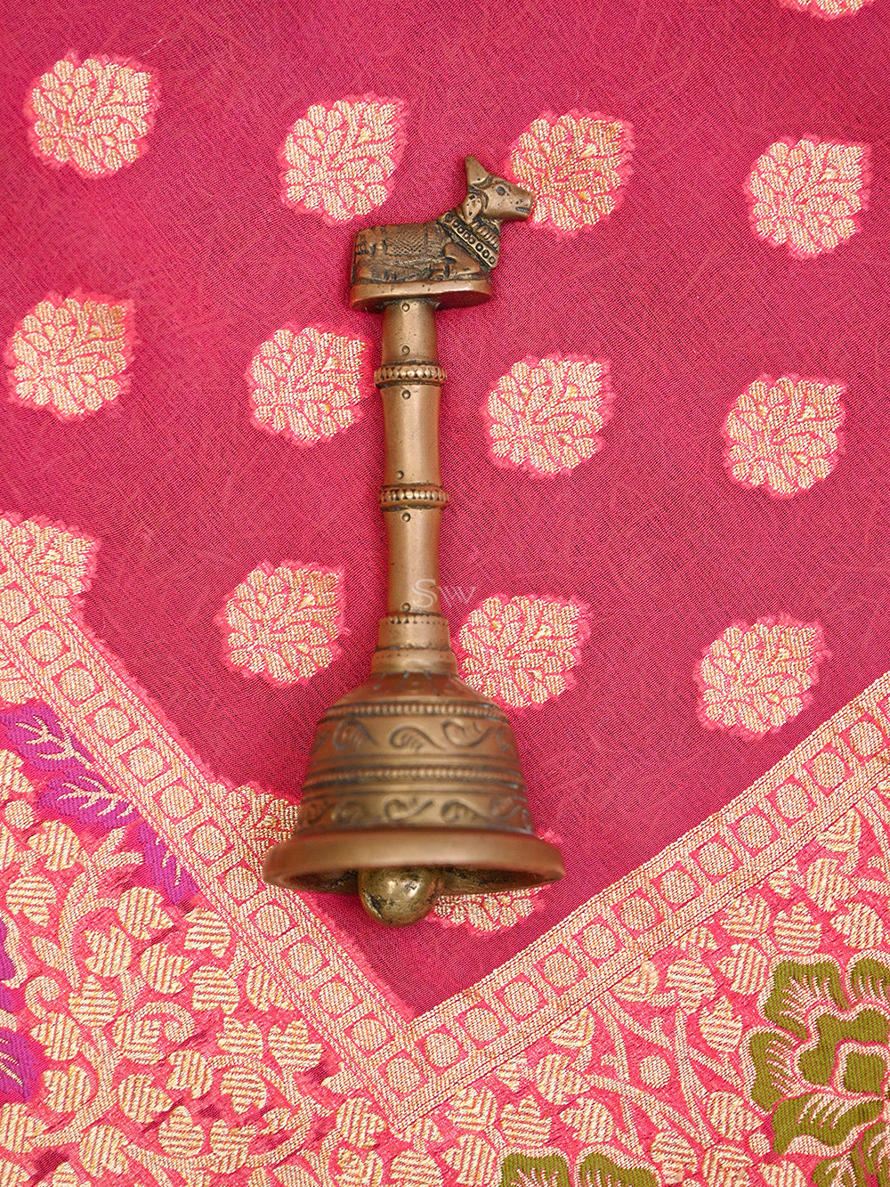 Coral Pink Booti Khaddi Georgette Handloom Banarasi Saree