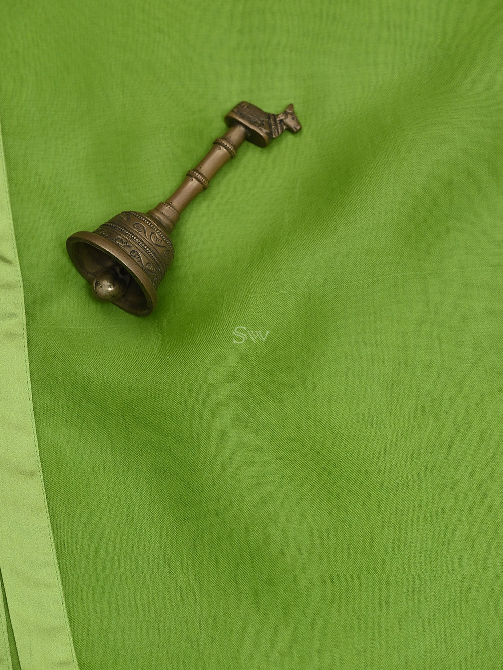 Green Plain Organza Handloom Saree - Sacred Weaves