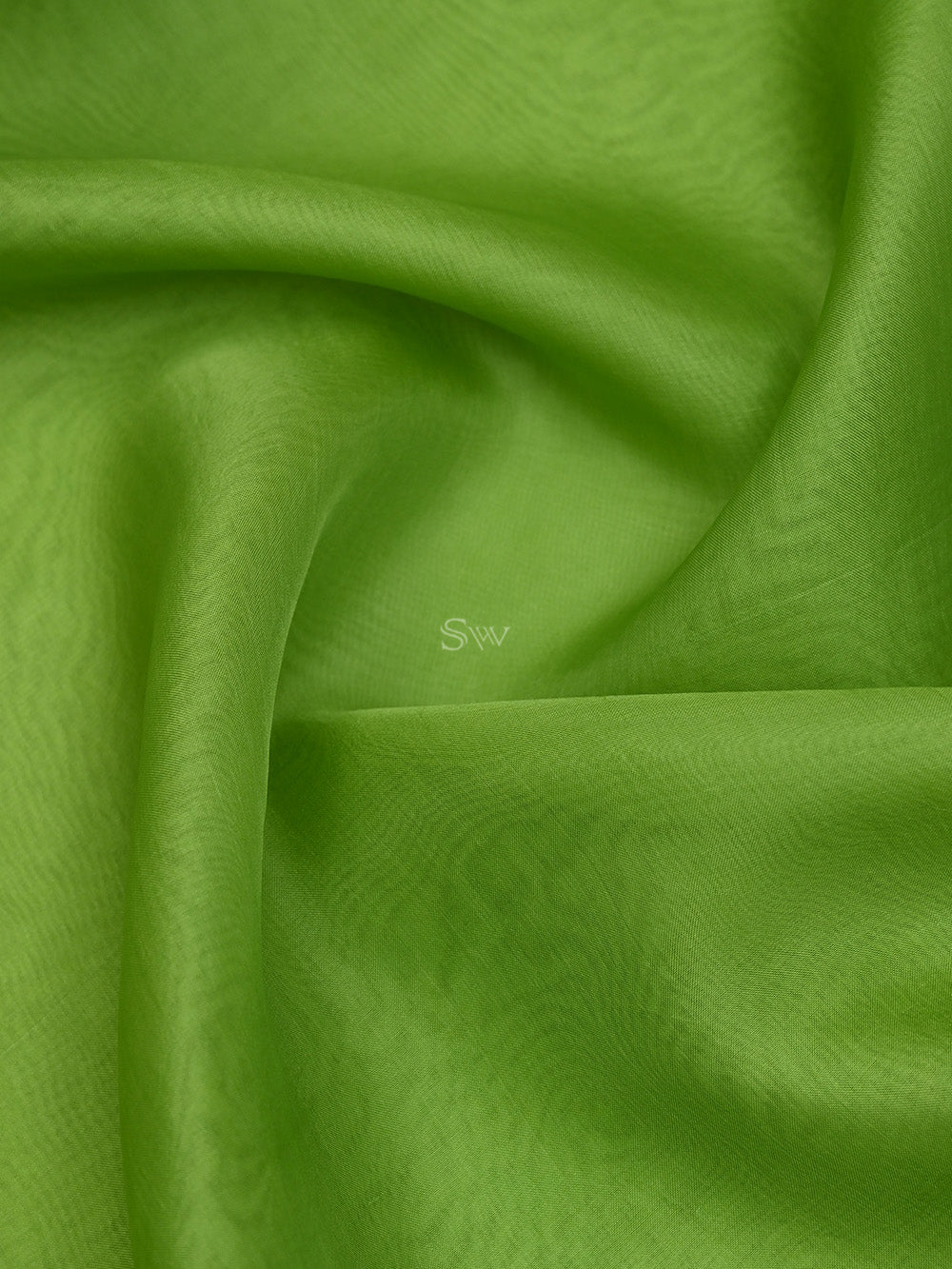 Green Plain Organza Handloom Saree - Sacred Weaves