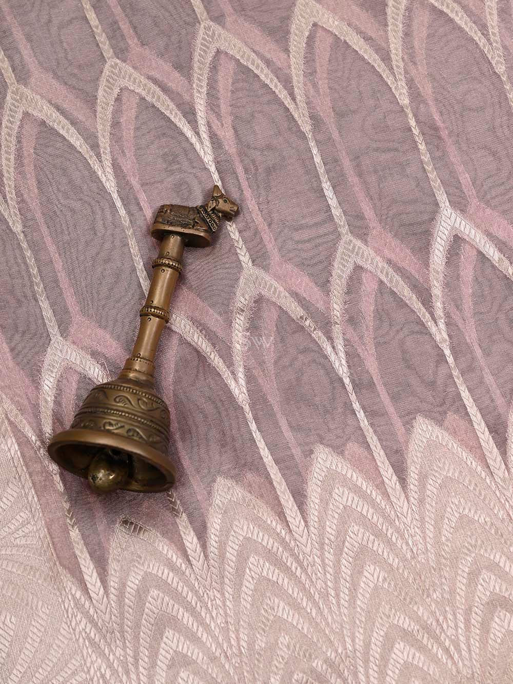Pastel Pink Tissue Jaal Handloom Banarasi Dupatta - Sacred Weaves
