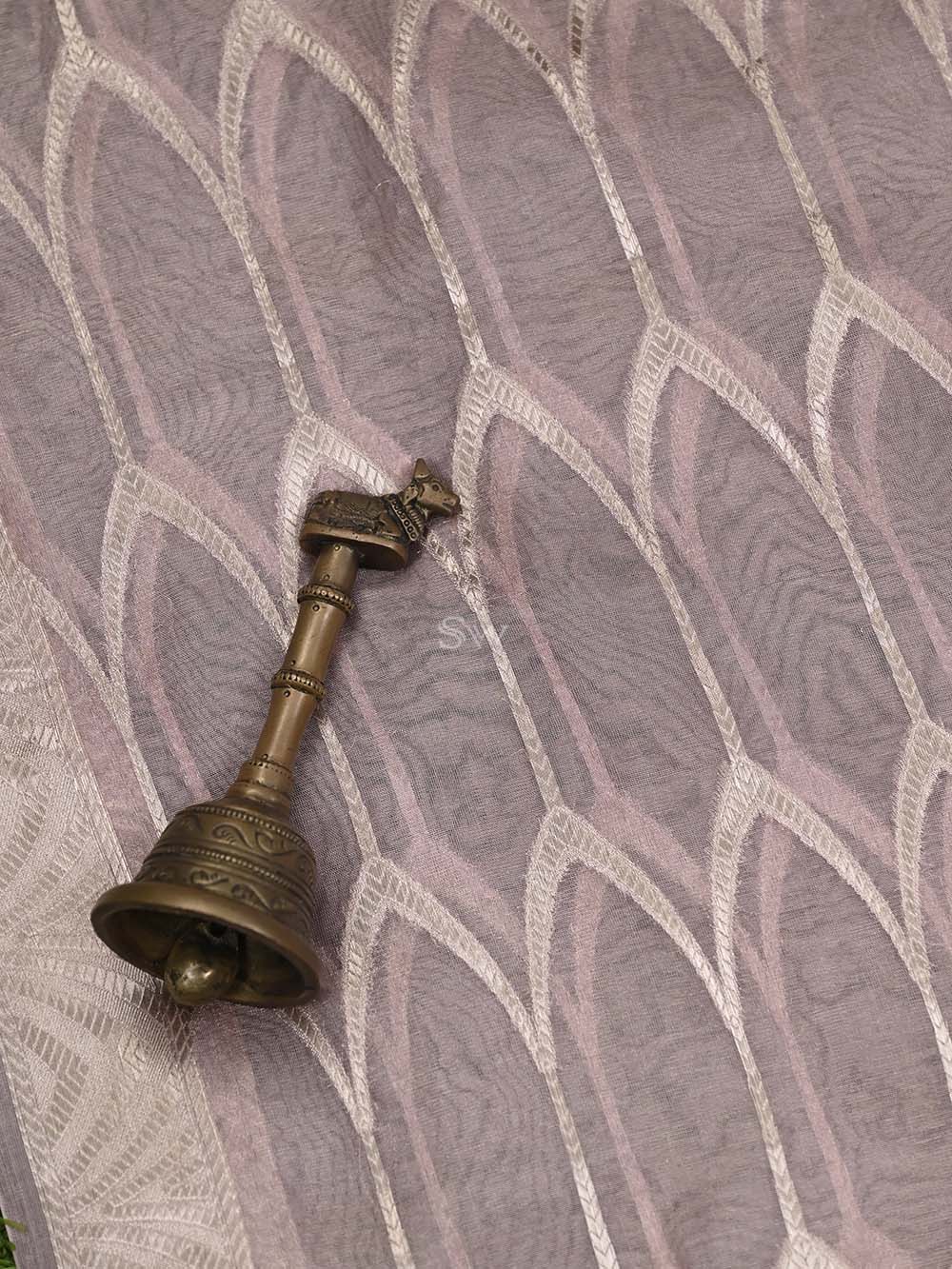 Pastel Pink Tissue Jaal Handloom Banarasi Dupatta - Sacred Weaves