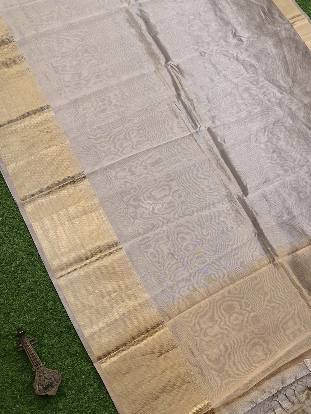 Beige Gold Tissue Handloom Banarasi Saree - Sacred Weaves