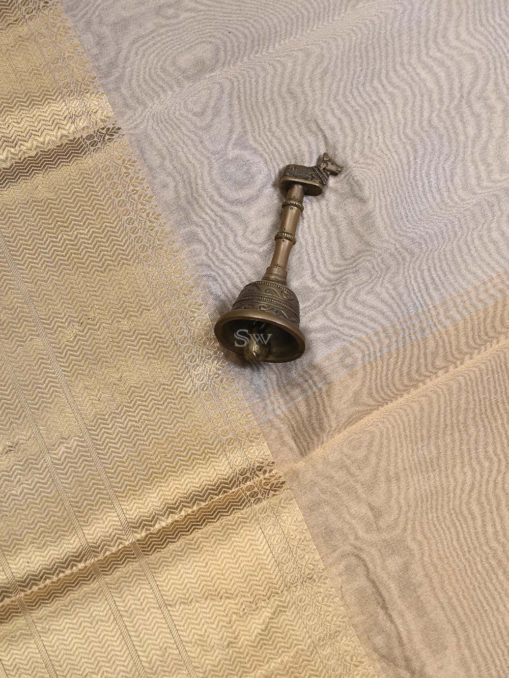 Beige Gold Tissue Handloom Banarasi Saree - Sacred Weaves