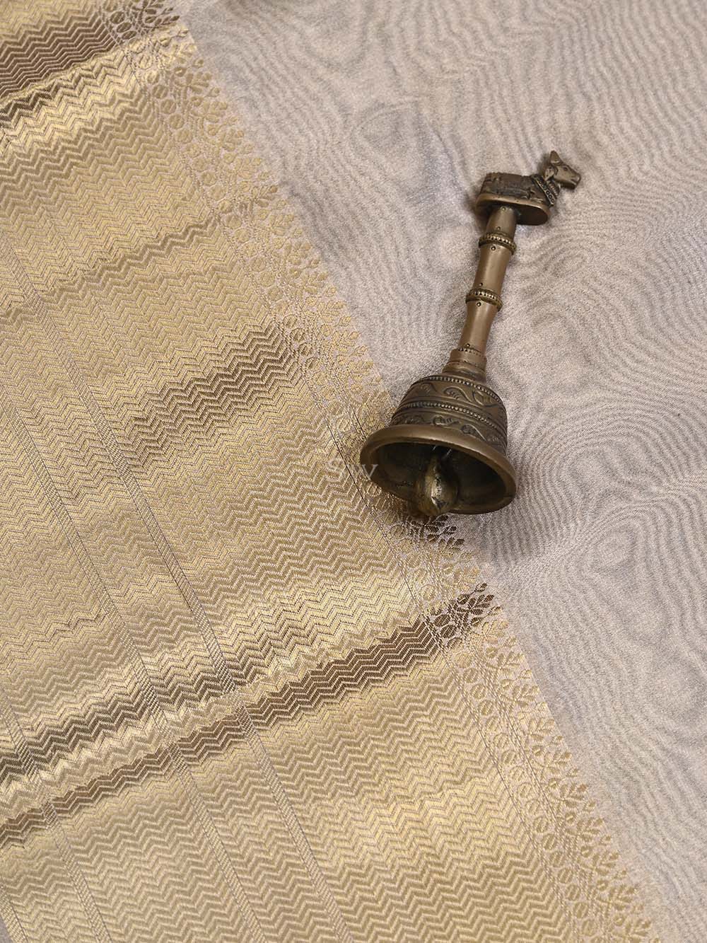 Beige Gold Tissue Handloom Banarasi Saree - Sacred Weaves