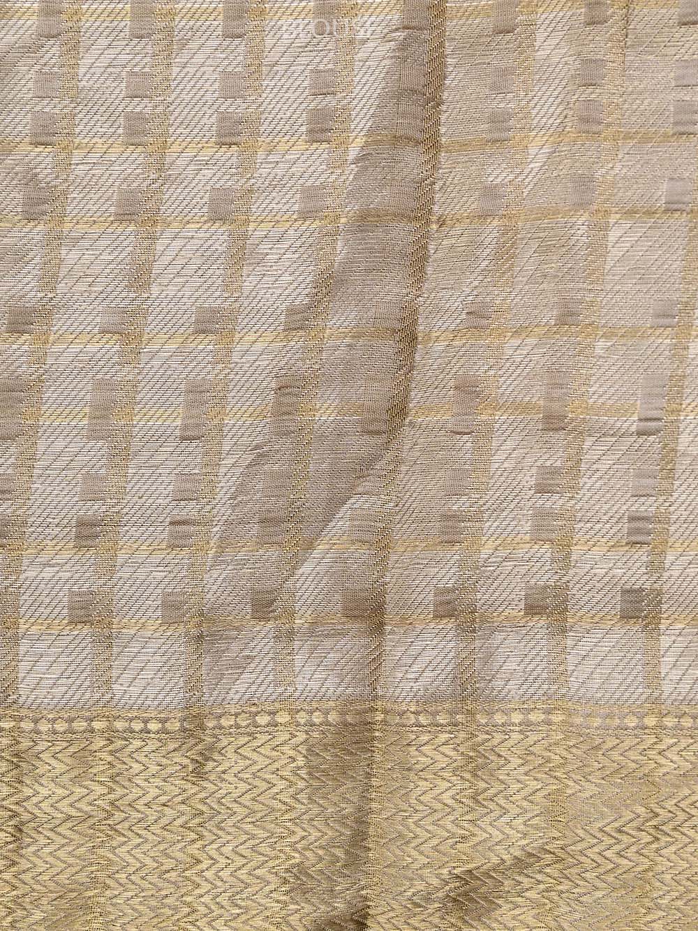 Beige Gold Tissue Handloom Banarasi Saree - Sacred Weaves