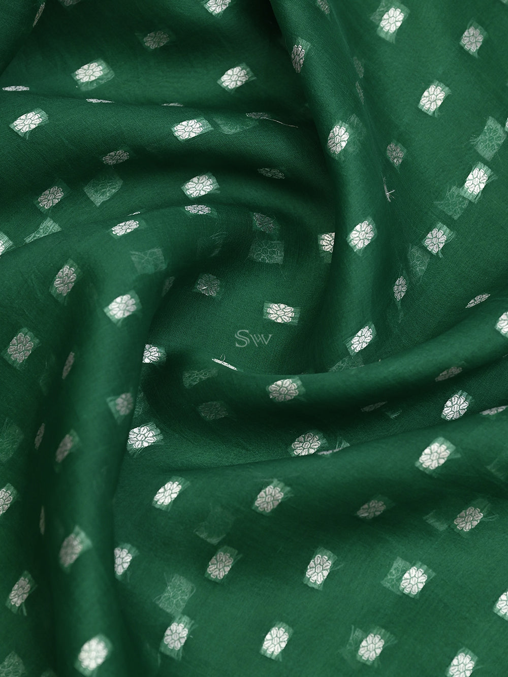 Dark Green Konia Organza Handloom Banarasi Saree - Sacred Weaves