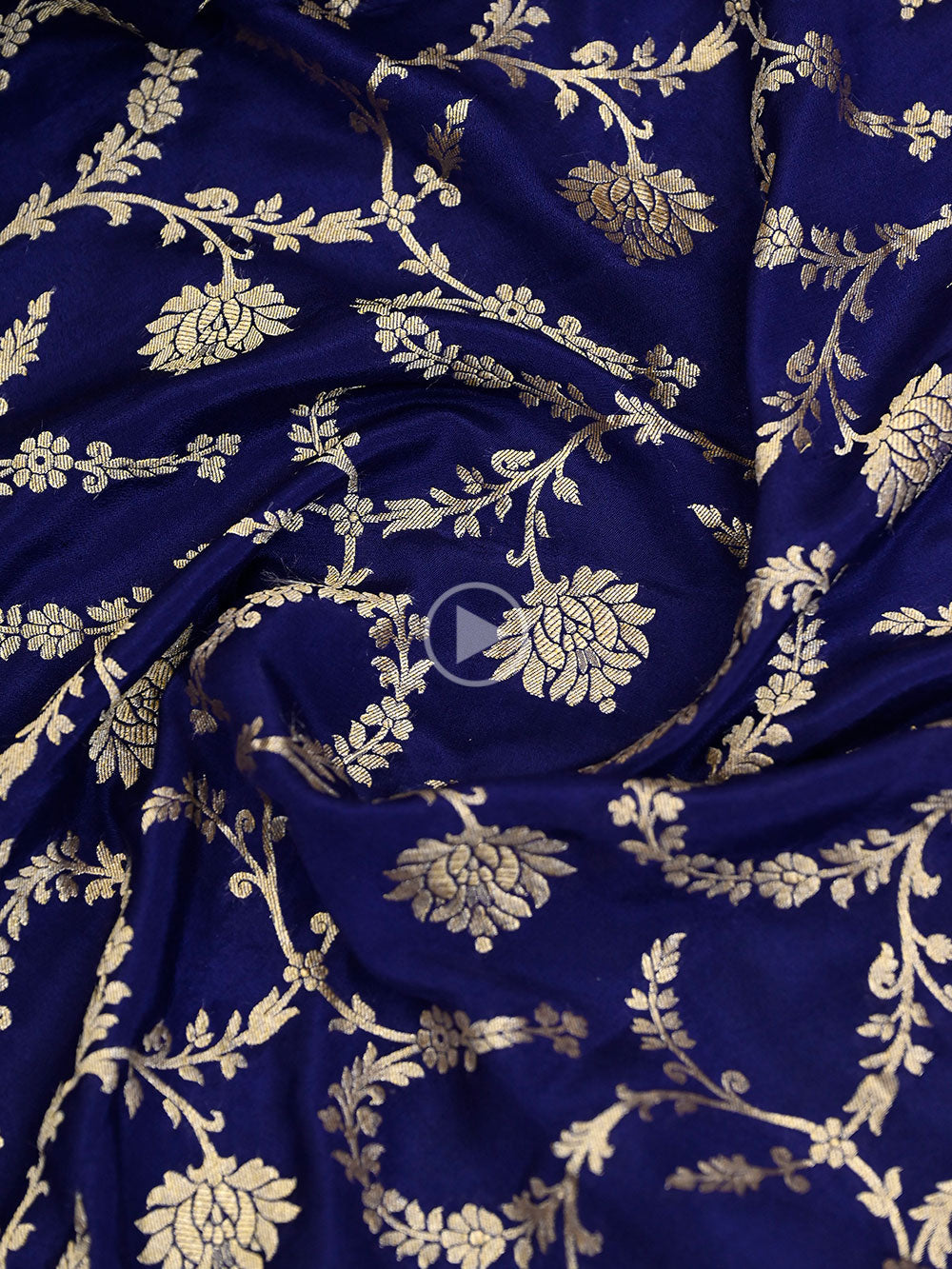 Blue Jaal Crepe Silk Handloom Banarasi Saree