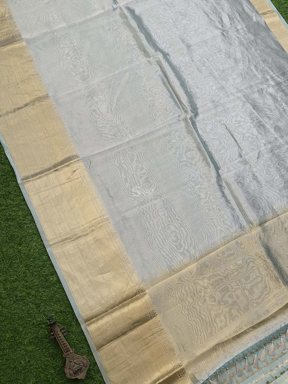 Sea Green Tissue Handloom Banarasi Saree - Sacred Weaves