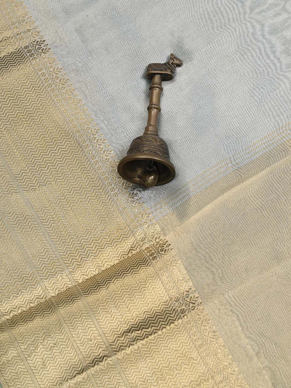 Sea Green Tissue Handloom Banarasi Saree - Sacred Weaves