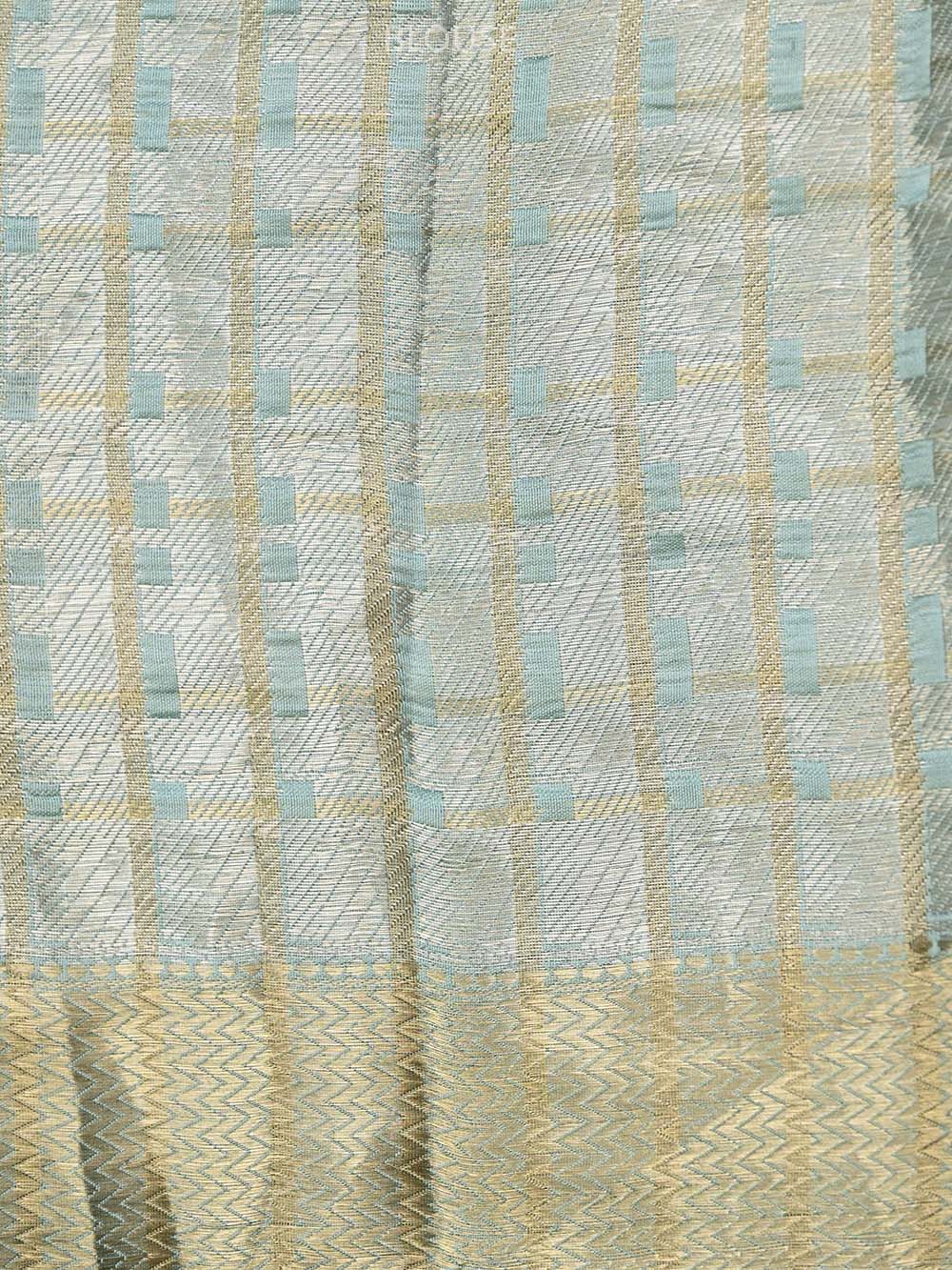 Sea Green Tissue Handloom Banarasi Saree - Sacred Weaves