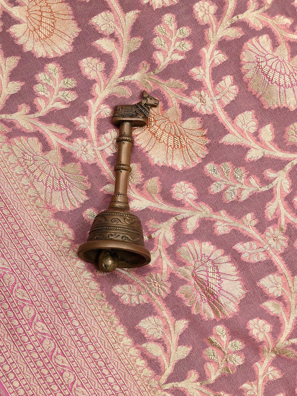 Pastel Pink Jaal Khaddi Georgette Handloom Banarasi Saree - Gift Box - Sacred Weaves
