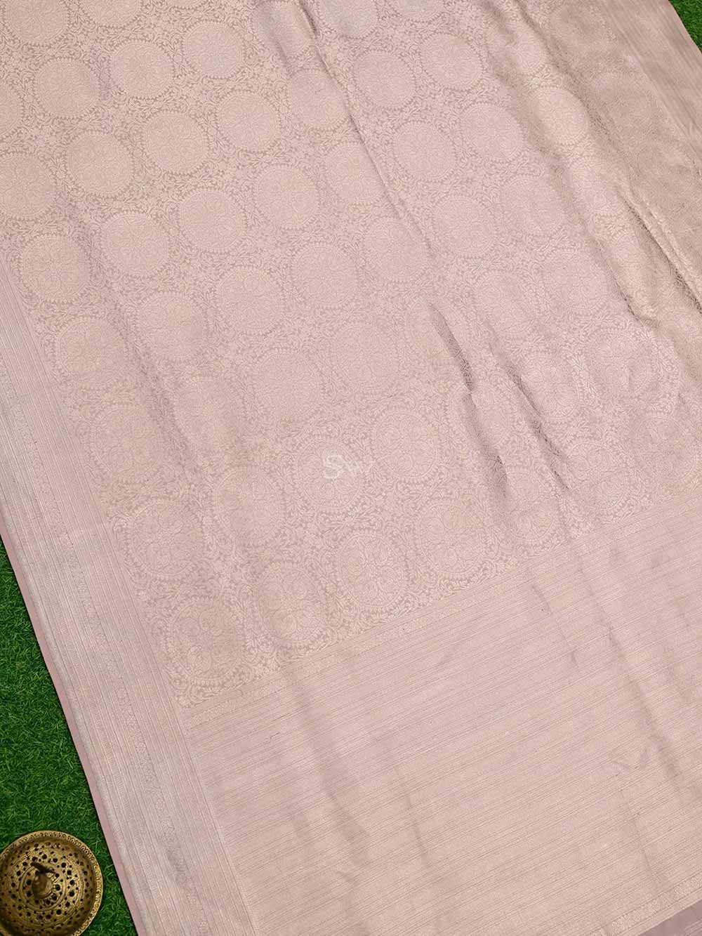 Pastel Pink Katan Silk Shikargah Brocade Handloom Banarasi Saree - Sacred Weaves