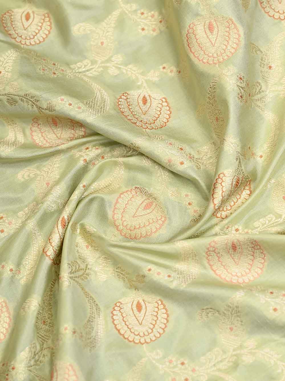 Pista Green Jaal Katan Silk Handloom Banarasi Dupatta - Sacred Weaves