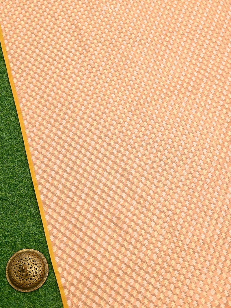 Peach Cotton Silk Handloom Banarasi Suit