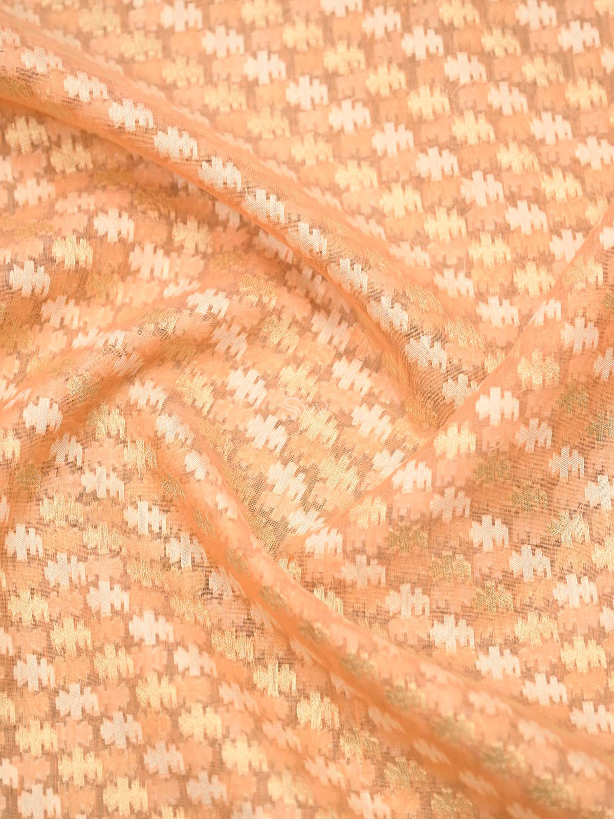 Peach Cotton Silk Handloom Banarasi Suit