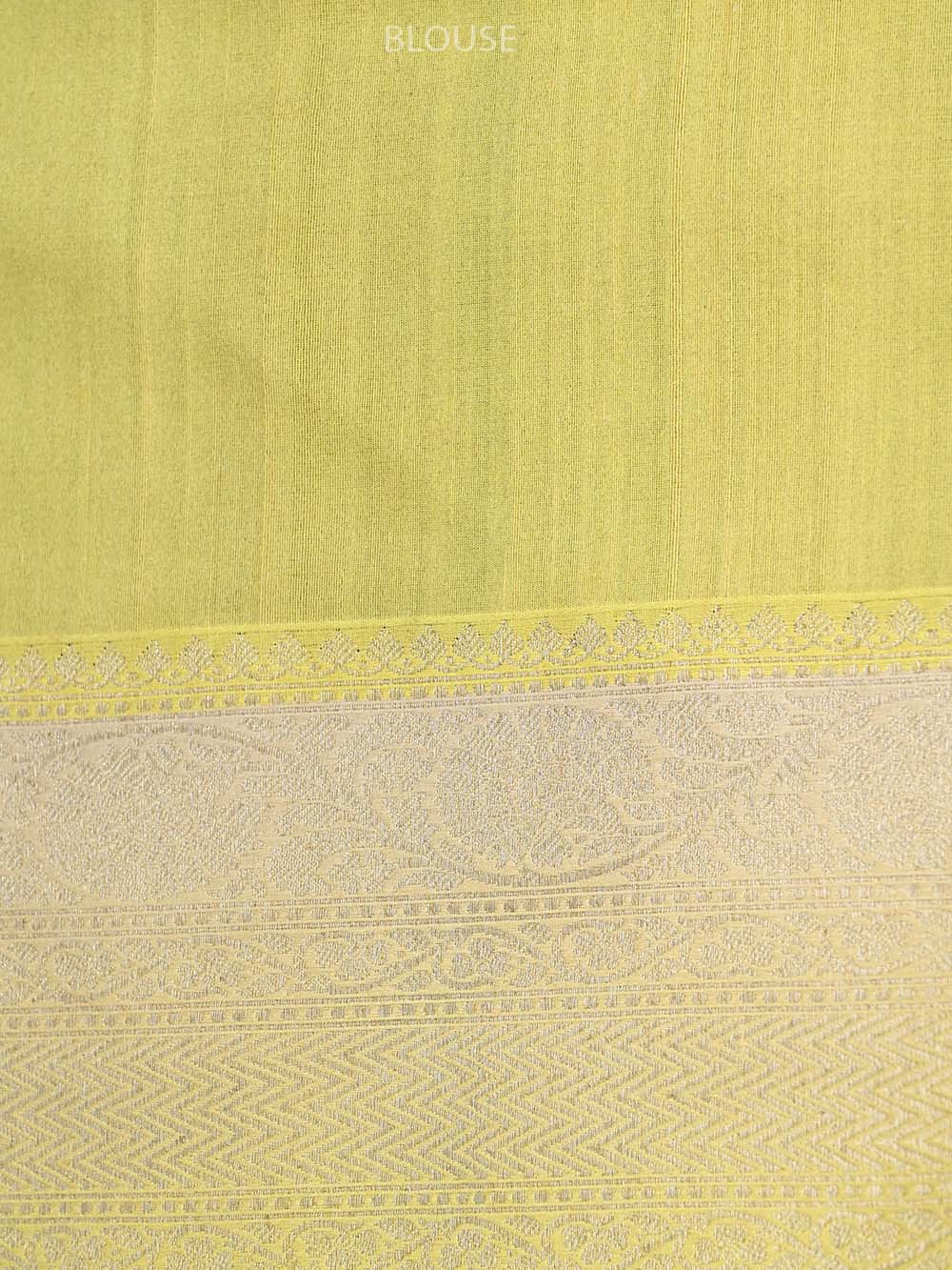 Yellow Tussar Silk Printed Banarasi Saree - Sacred Weaves