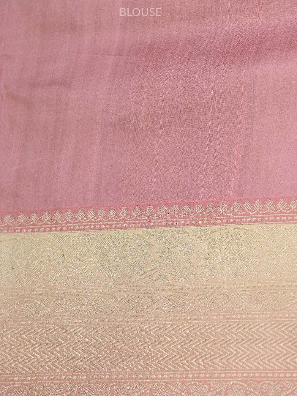 Light Pink Tussar Silk Printed Banarasi Saree - Sacred Weaves