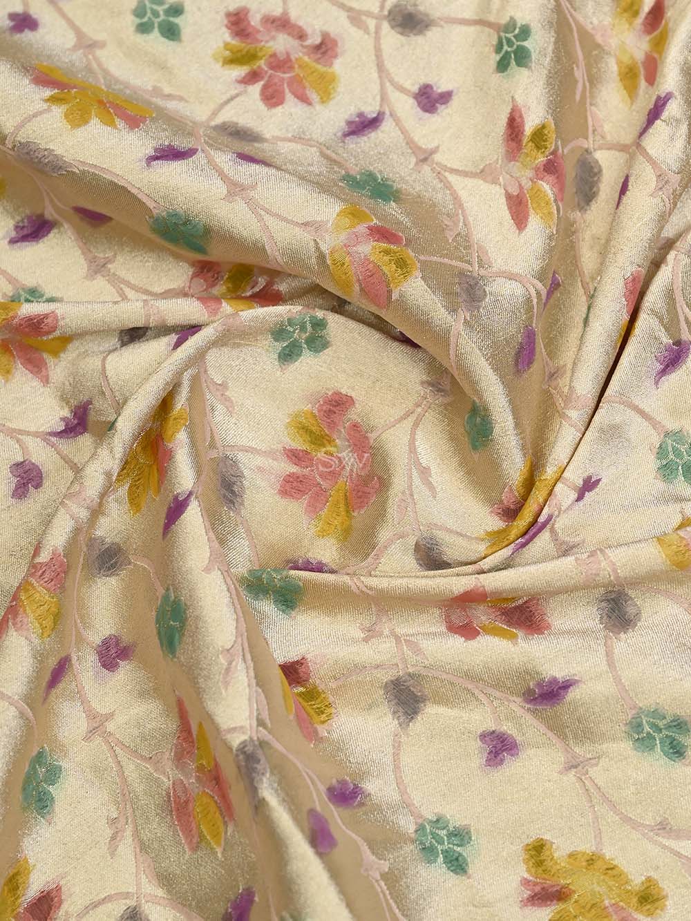 Coral Pink Rangkat Georgette Tissue Handloom Banarasi Saree - Sacred Weaves