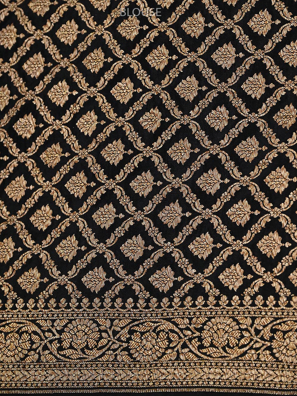 Black Crepe Silk Booti Handloom Banarasi Saree - Sacred Weaves