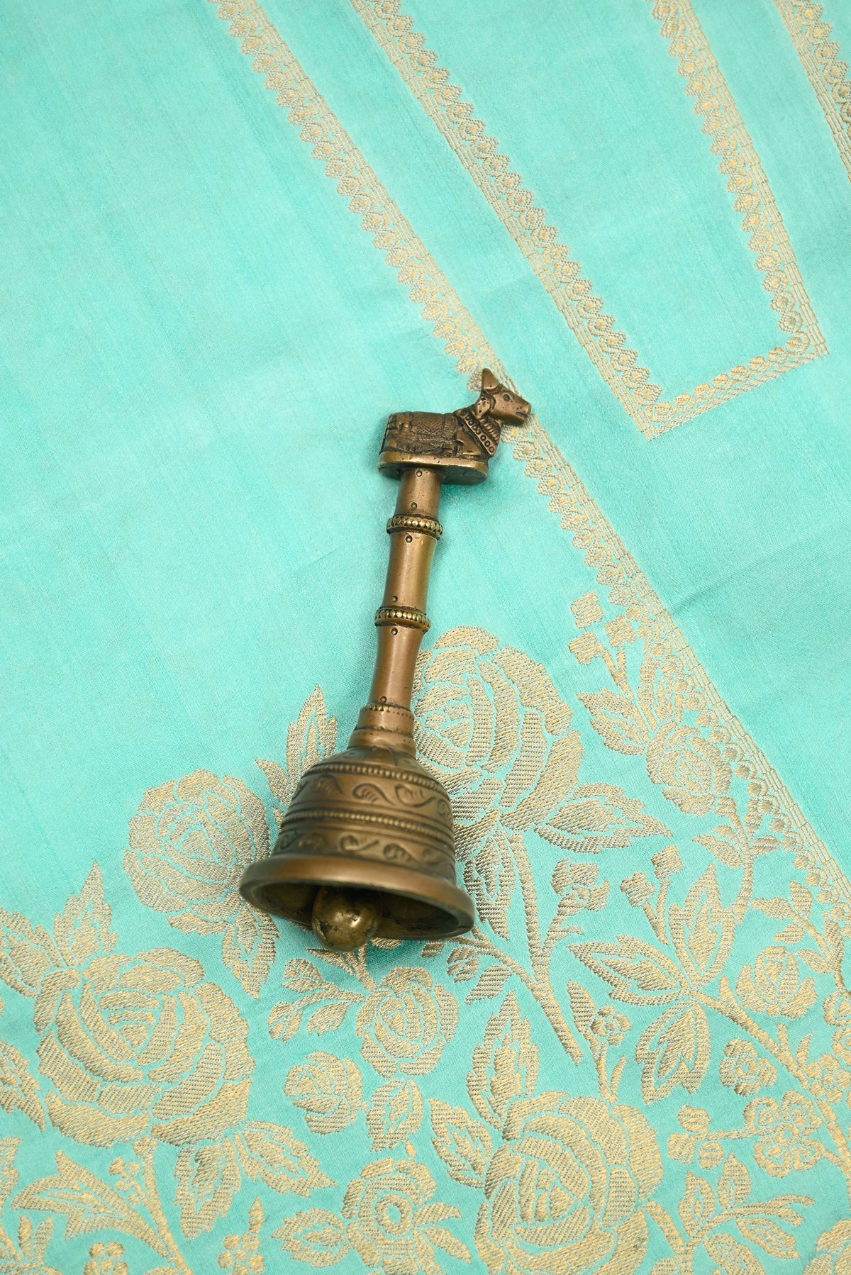 Sea Green Satin Silk Handloom Banarasi Lehenga